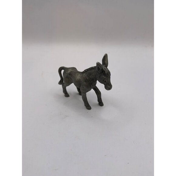 Vintage Pewter Donkey Figurine Handcrafted Miniature Collectible Animal - Picture 2 of 4